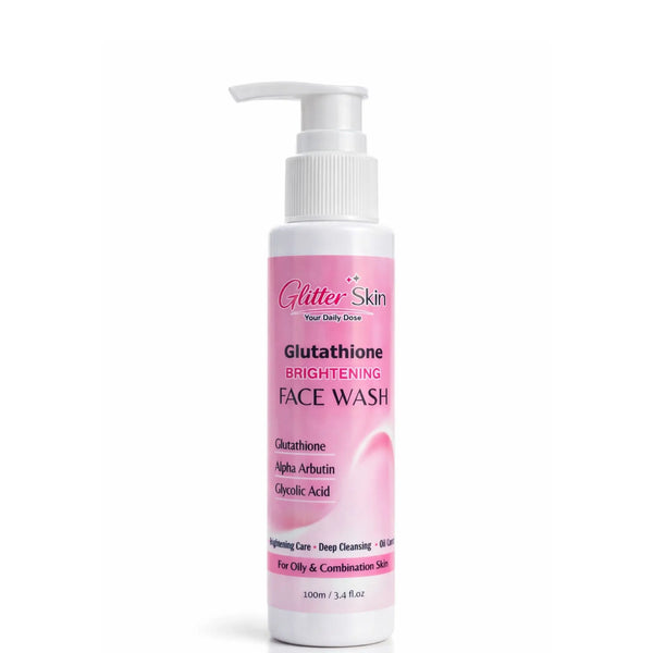 Glitter Skin Glutathione Brightening Face Wash 100ml with Glutathione, Alpha Arbutin and Glycolic Acid for deep cleansing, brighter-looking skin and oil control