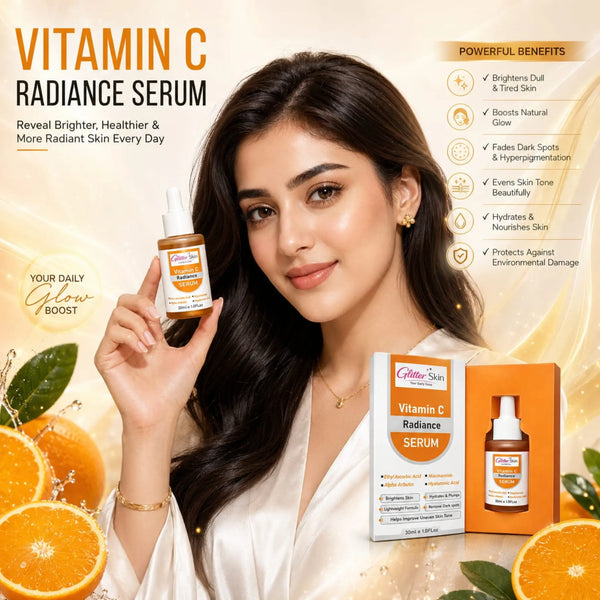 Glitter Skin Vitamin C Radiance Serum 30ml for brighter-looking skin, dark spots, uneven skin tone and daily hydration