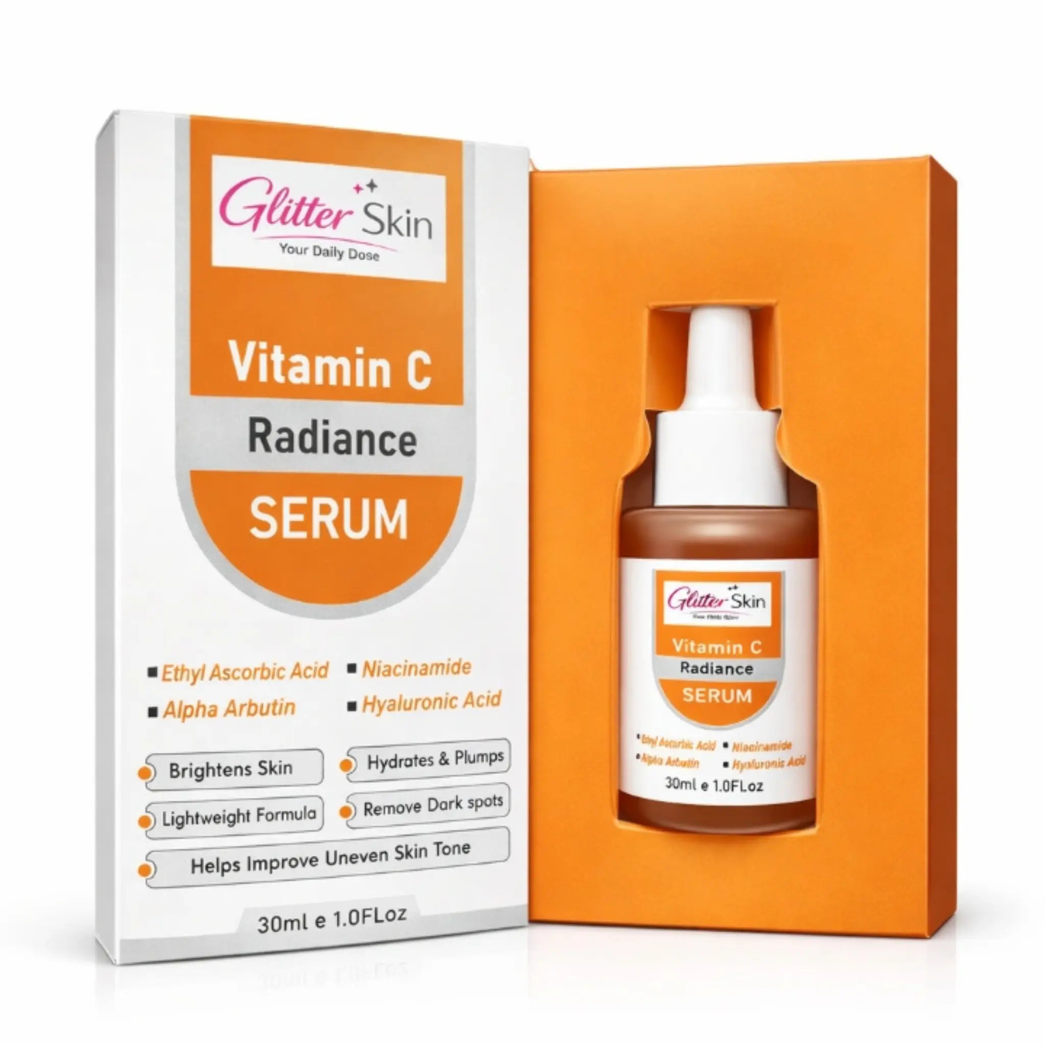Glitter Skin Vitamin C Radiance Serum 30ml for brighter-looking skin, dark spots, uneven skin tone and daily hydration